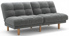 65" Convertible Futon Sofa Bed – Corduroy Fabric, Grey