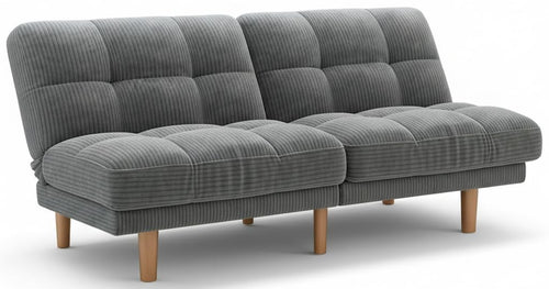 65" Convertible Futon Sofa Bed – Corduroy Fabric, Grey