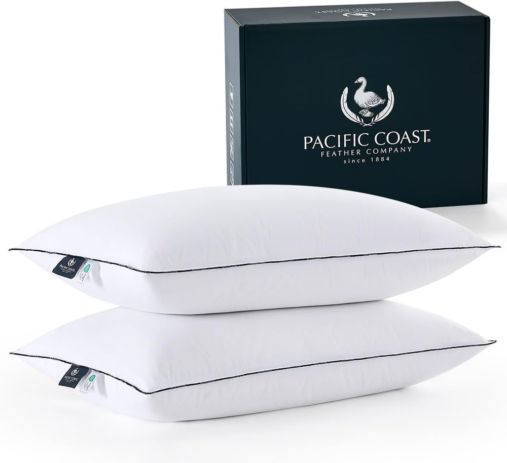 Goose Down Bed Pillows – Medium Support, Downproof, Hotel Quality