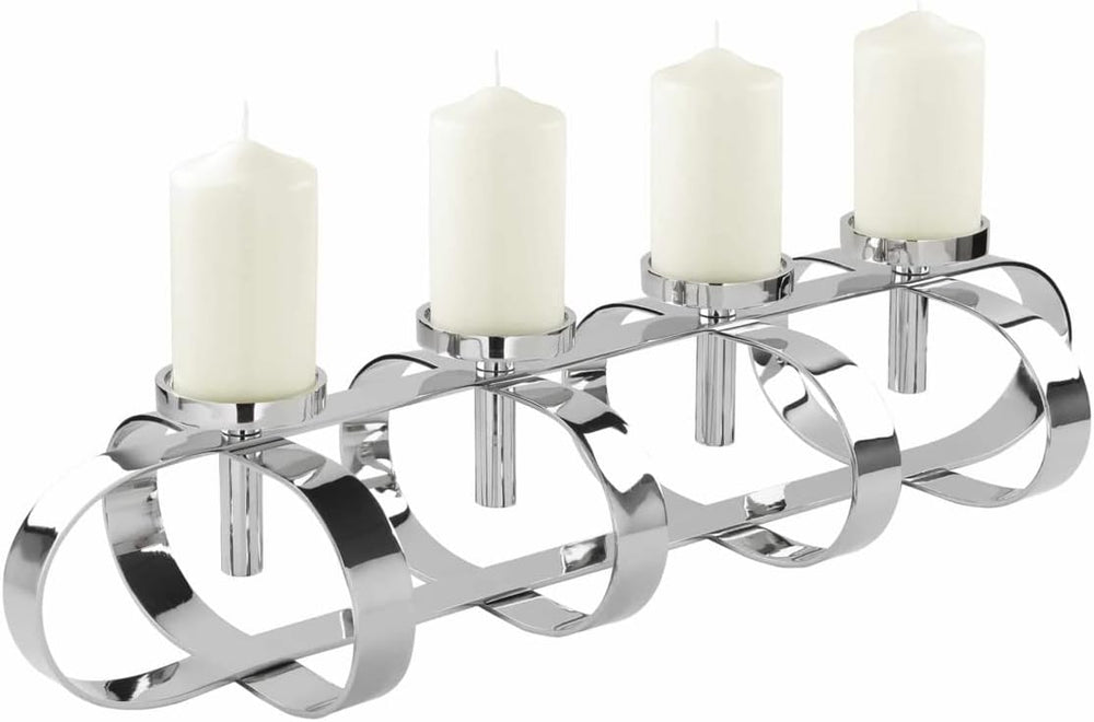 4-Bulb Pillar Candle Holder - Nickel Plated Aluminium, Silver