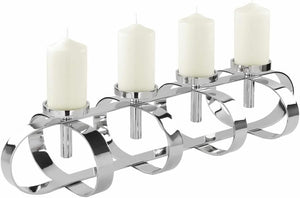 4-Bulb Pillar Candle Holder - Nickel Plated Aluminium, Silver