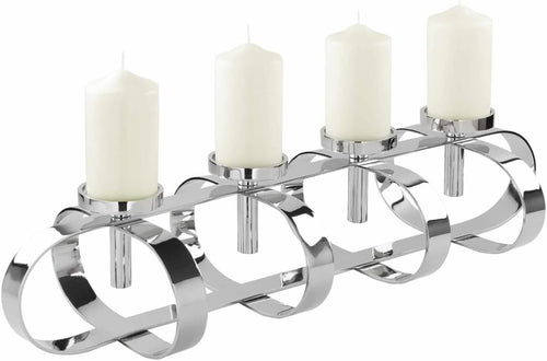 4-Bulb Pillar Candle Holder - Nickel Plated Aluminium, Silver