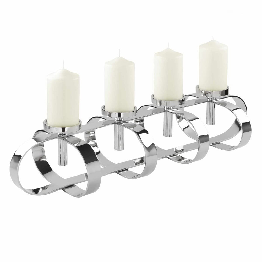 4-Bulb Pillar Candle Holder - Nickel Plated Aluminium, Silver
