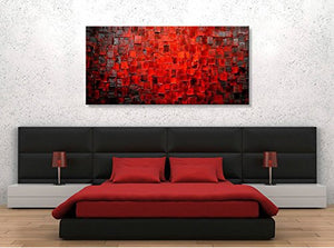 Red Abstract Canvas Wall Art – Framed Oil Painting