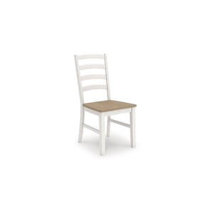 Ladderback Dining Chair Set of 2 – White & Light Brown