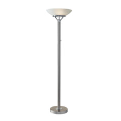 Industrial Floor Lamp – Brushed Steel & Fabric Shade
