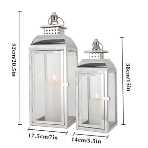 Set of 2 Vintage Metal Candle Lanterns – Indoor & Outdoor Hanging Lanterns