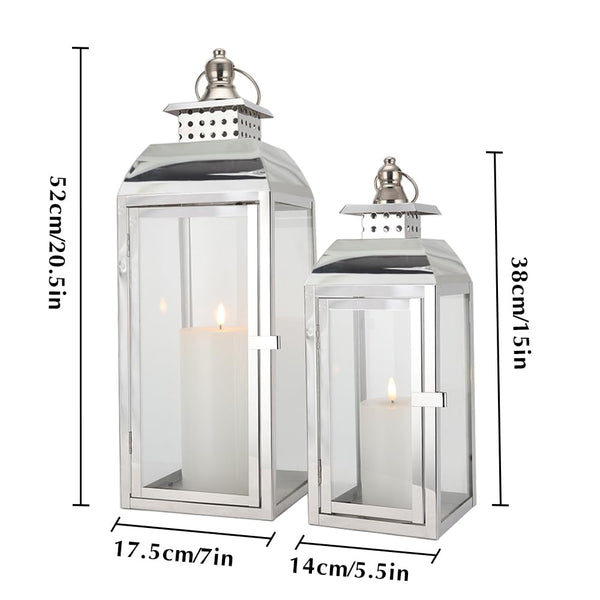 Set of 2 Vintage Metal Candle Lanterns – Indoor & Outdoor Hanging Lanterns