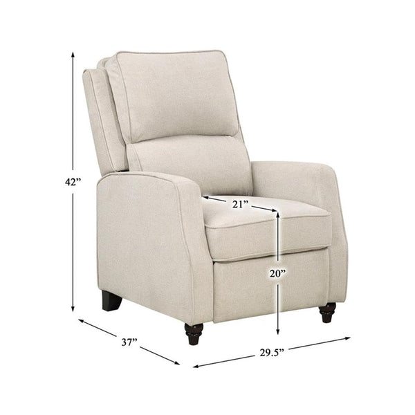 Push Back Recliner Chair – Fabric Upholstered, Solid Wood Frame