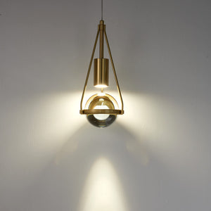 Gold Crystal Globe Pendant Light – 1-Light Dimmable LED Ceiling Fixture