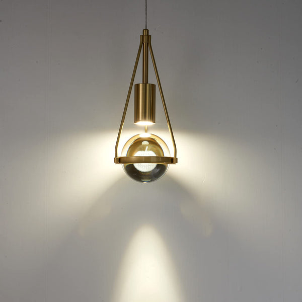 Gold Crystal Globe Pendant Light – 1-Light Dimmable LED Ceiling Fixture