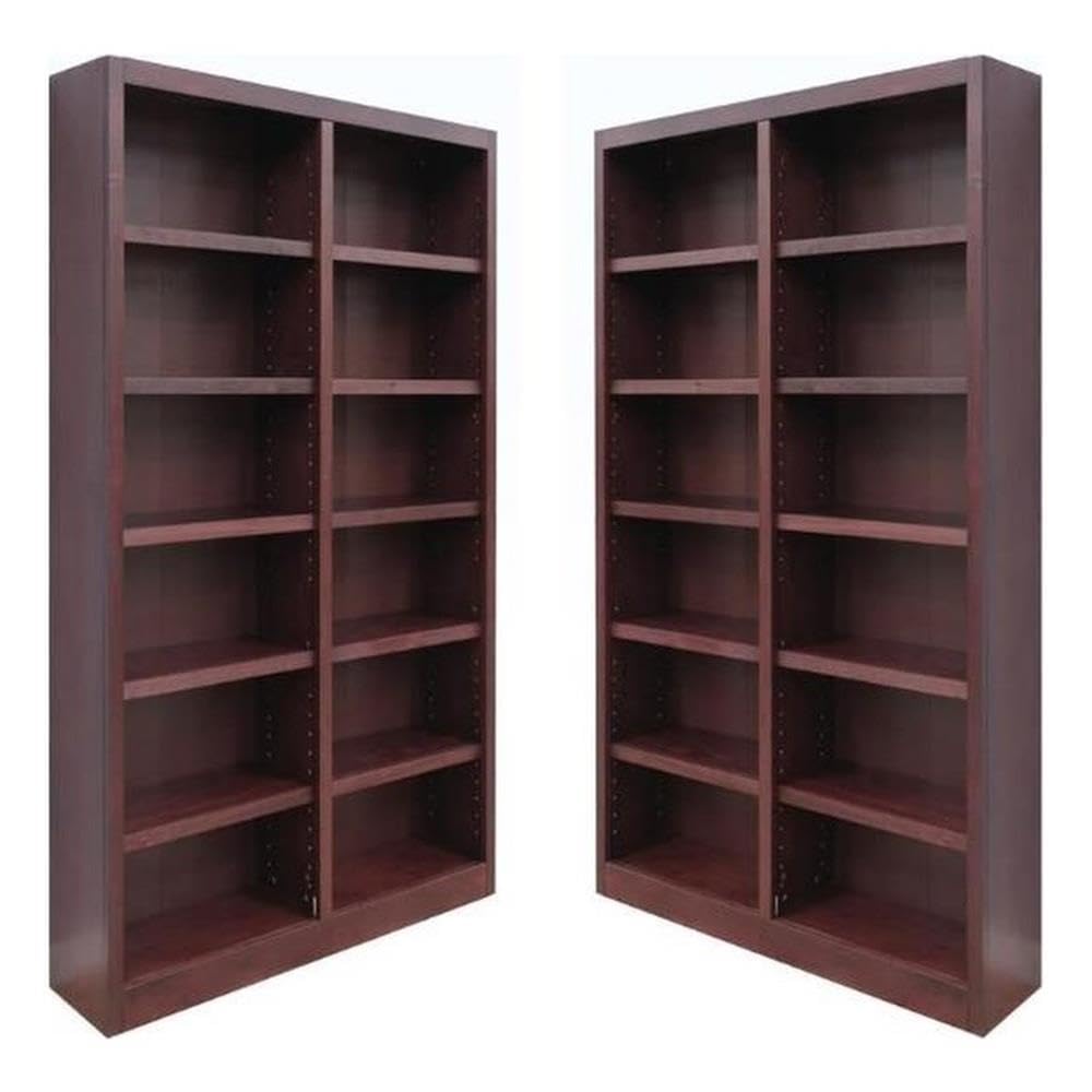 2-Piece 12-Shelf Double Wide Bookcase Set – Cherry
