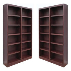 2-Piece 12-Shelf Double Wide Bookcase Set – Cherry