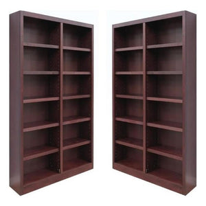 2-Piece 12-Shelf Double Wide Bookcase Set – Cherry