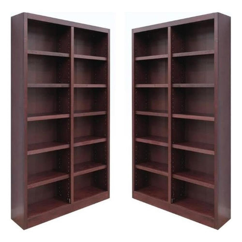 2-Piece 12-Shelf Double Wide Bookcase Set – Cherry