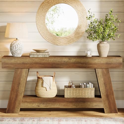 70.87" Farmhouse Console Table with 2-Tier Storage
