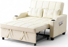 Convertible Futon Sofa Bed with USB Ports & Cup Holders