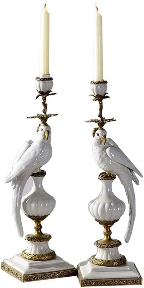 Ceramic Parrot Candle Holder – Blue & White Nordic Candlestick Stand