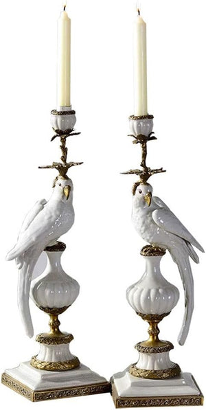 Ceramic Parrot Candle Holder – Blue & White Nordic Candlestick Stand