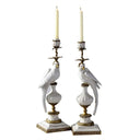 Ceramic Parrot Candle Holder – Blue & White Nordic Candlestick Stand