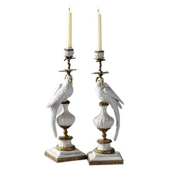 Ceramic Parrot Candle Holder – Blue & White Nordic Candlestick Stand
