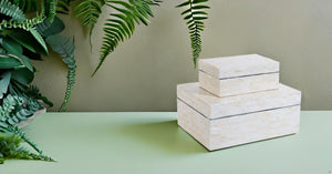 Mother of Pearl Decorative Keepsake Box Set of 2 with Lids