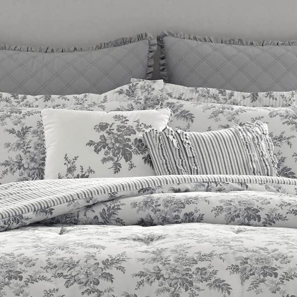 King Comforter Set – Reversible Cotton Bedding with Shams & Throw Pillows