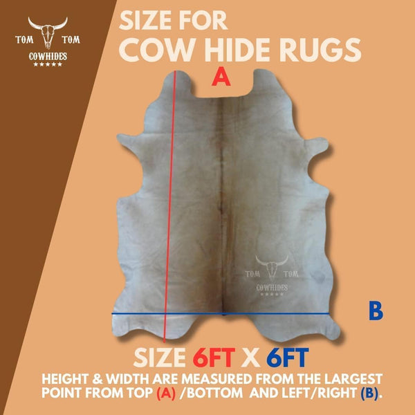 Beige Cowhide Rug 7x6 Natural Hair-On