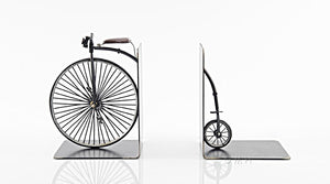 Vintage High Wheeler Bicycle Bookends – Iron Metal, Black
