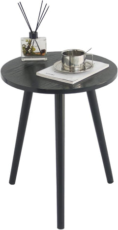 Round Wood Side Table – Small Accent End Table with 3 Legs