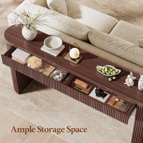 63" Fluted Console Table with 2 Drawers