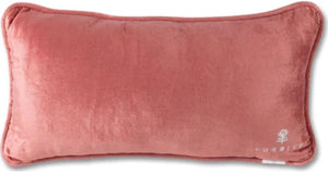 Coral Needlepoint Throw Pillow – Wool Embroidered Accent Pillow 8" x 14"