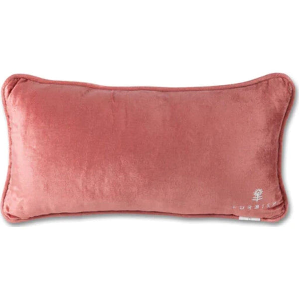 Coral Needlepoint Throw Pillow – Wool Embroidered Accent Pillow 8" x 14"