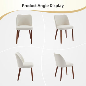 Upholstered Linen Dining Chair Set of 4 with Wood Legs & Wing Backrest