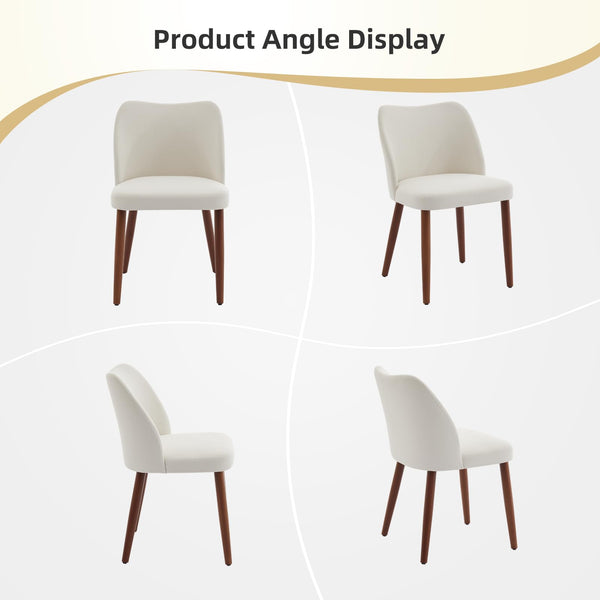 Upholstered Linen Dining Chair Set of 4 with Wood Legs & Wing Backrest