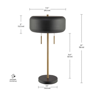 Industrial 2-Light Table Lamp with Dual Pull Chain