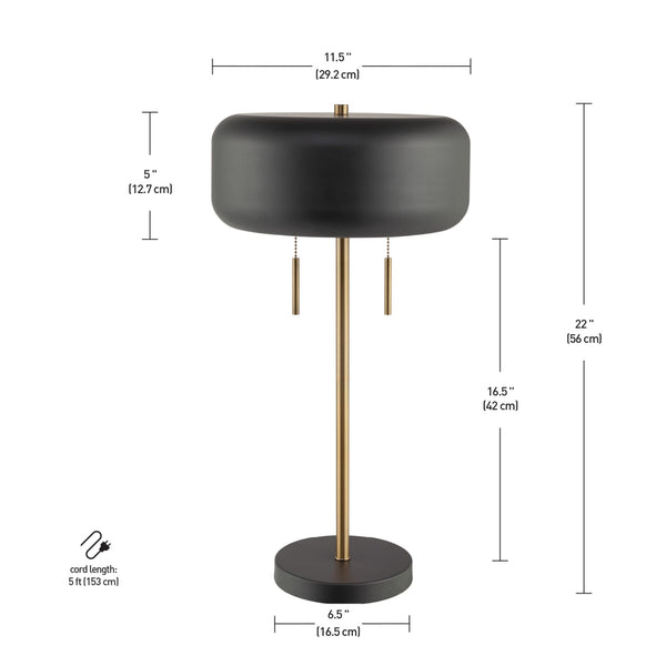 Industrial 2-Light Table Lamp with Dual Pull Chain