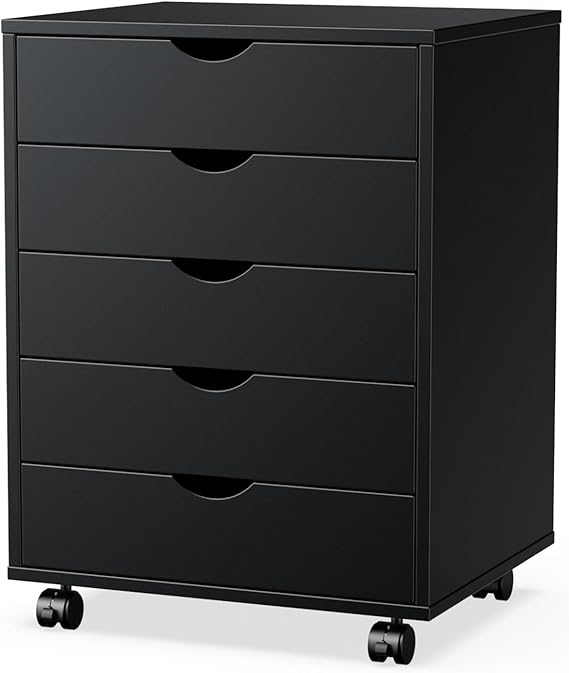 5 Drawer Chest with Wheels – Wood Storage Cabinet