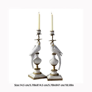 Ceramic Parrot Candle Holder – Blue & White Nordic Candlestick Stand