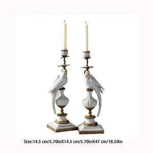 Ceramic Parrot Candle Holder – Blue & White Nordic Candlestick Stand