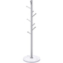 Freestanding Coat Rack with Marble Base & 8 Hooks — Silver