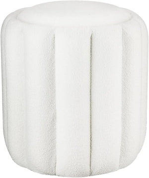 Fuzzy Sherpa Ottoman Pouf with Wooden Frame | Square & Round Styles