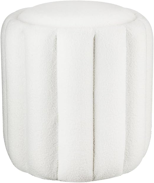 Fuzzy Sherpa Ottoman Pouf with Wooden Frame | Square & Round Styles