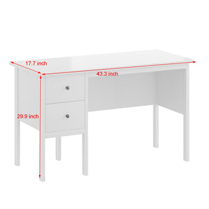 Writing Desk with 2 Drawers, 43.3" Home Office & Bedroom Desk