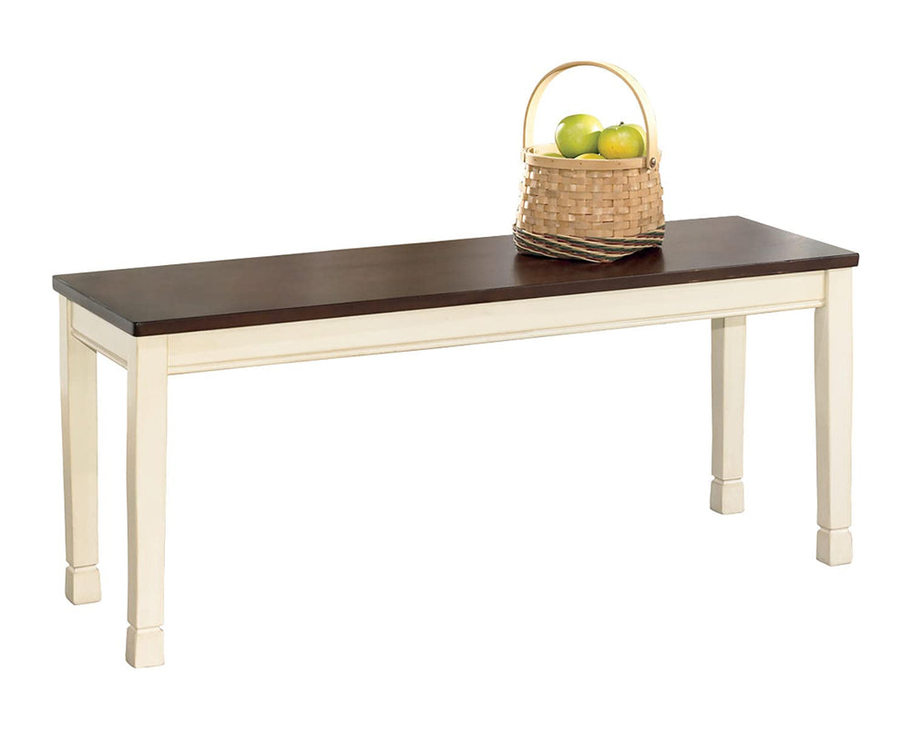 Rectangular Dining Bench – White & Brown