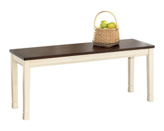Rectangular Dining Bench – White & Brown