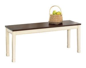 Rectangular Dining Bench – White & Brown