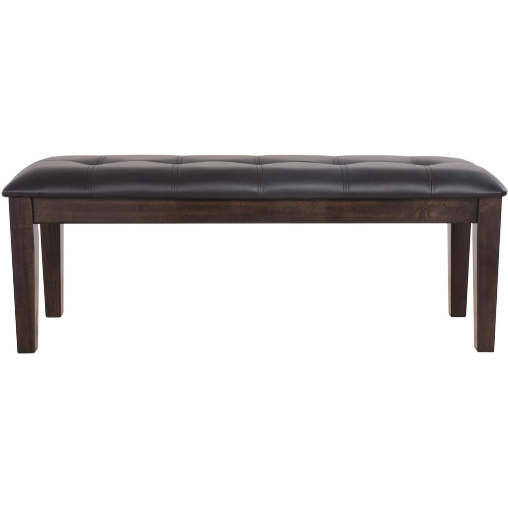 Upholstered Dining Bench with Button Tufting — Wood Frame & Faux Leather Seat