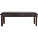 Upholstered Dining Bench with Button Tufting — Wood Frame & Faux Leather Seat