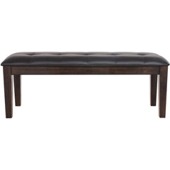 Upholstered Dining Bench with Button Tufting — Wood Frame & Faux Leather Seat